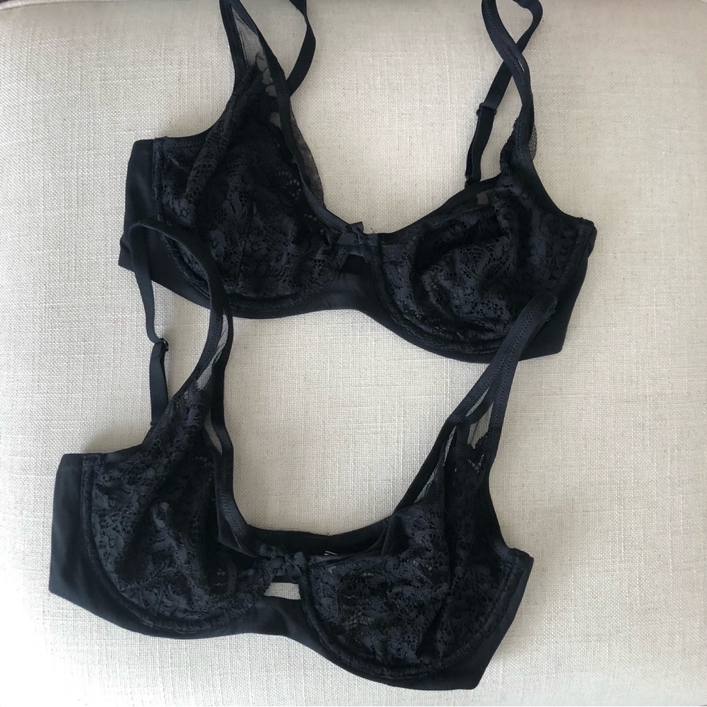Victoria’s Secret Black Mesh Lace Unlined Demi Bras